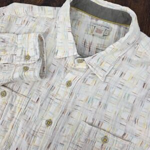 Carbon 2 Cobalt Button Down Shirt Mens L Multi Color Geometric Roll Tab Cotton